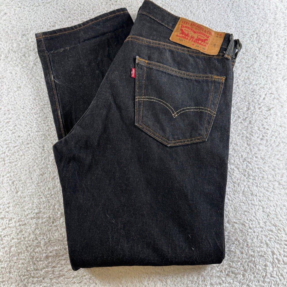 Levi's 501 Original Fit Jeans Mens 34x30 Black Excellent Straight Leg Denim